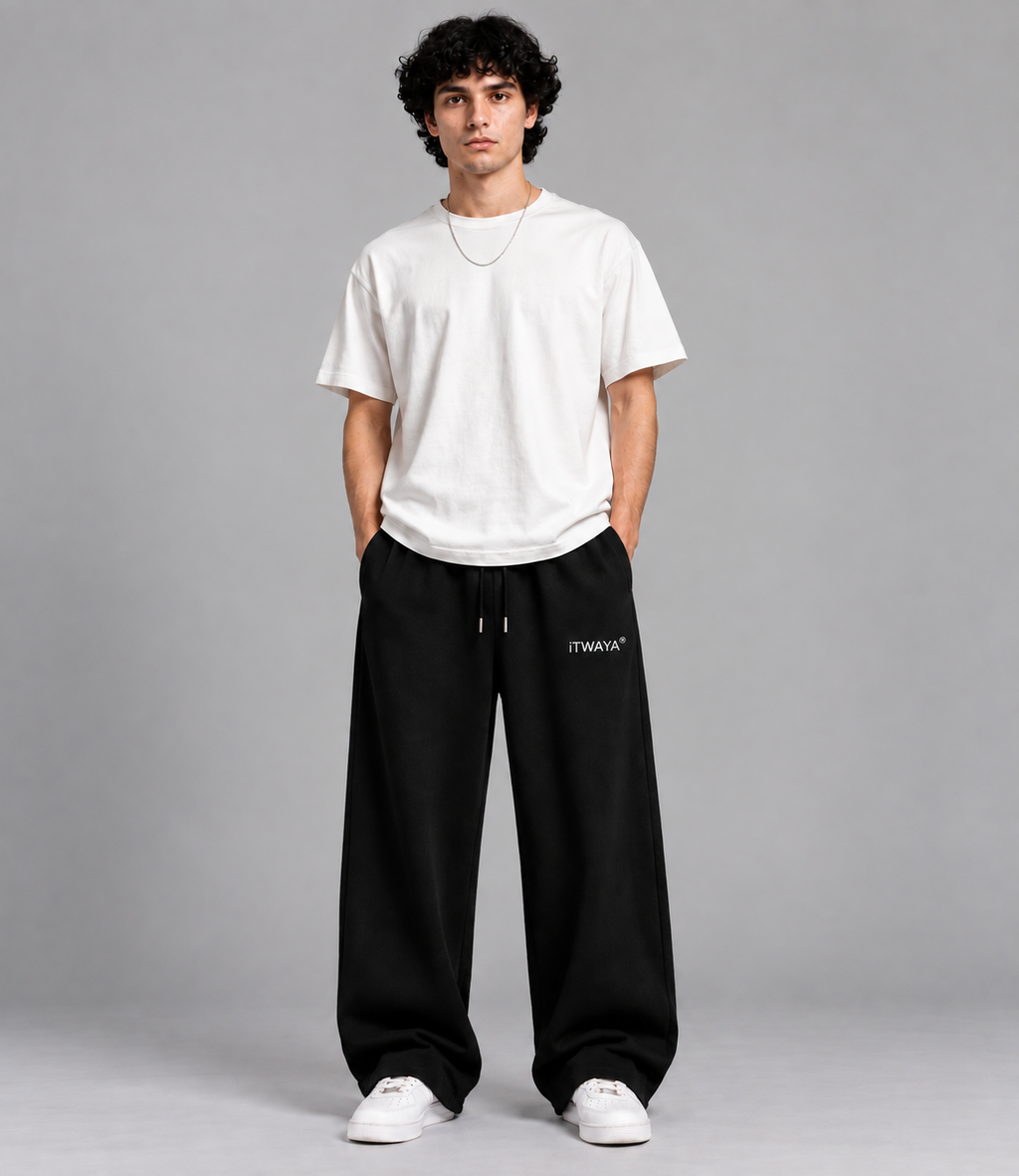 BLACK Lower baggy-fit French Cotton UNISEX