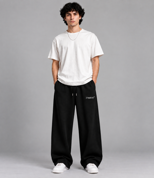 BLACK Lower baggy-fit French Cotton UNISEX