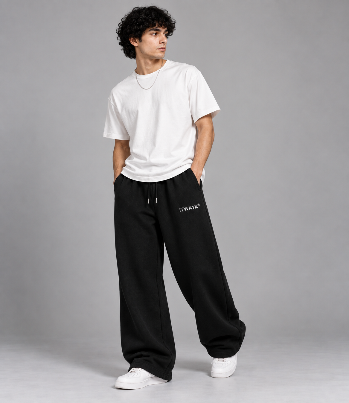 BLACK Lower baggy-fit French Cotton UNISEX
