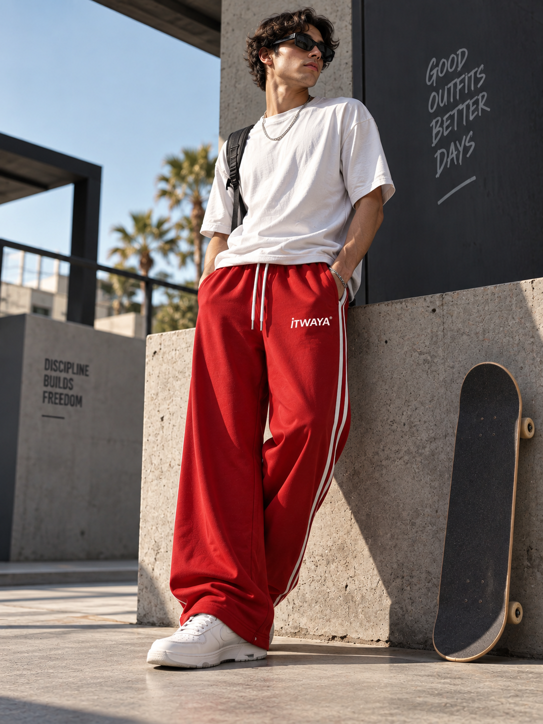 Crimson Riot baggy unisex Pants white pipine