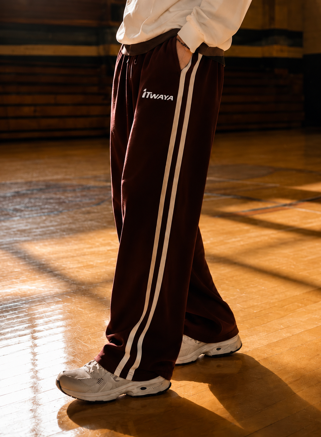 Maroon Varsity Stripe Track Pants