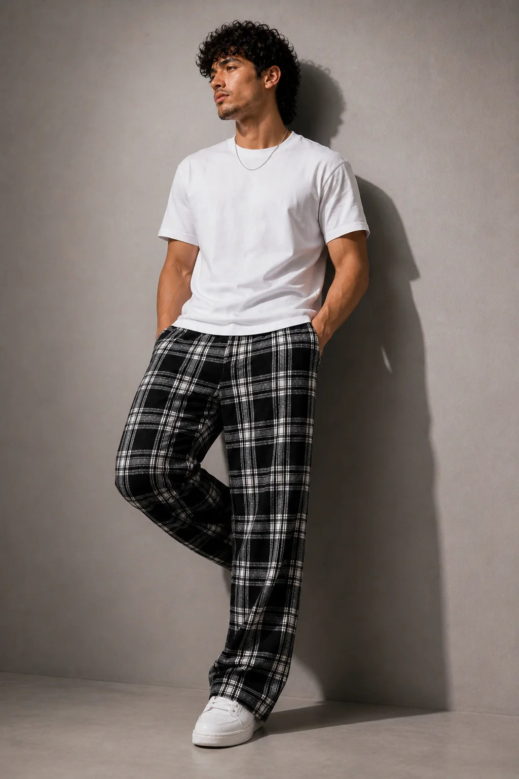 Unisex Baggy Classic Check Lower – Black/White