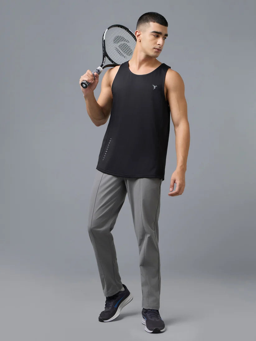 Men Solid Slim Fit Sports Trackpants with DURACOOL