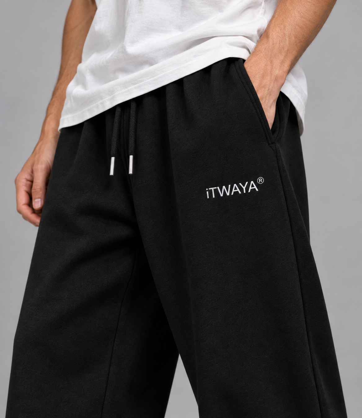 BLACK Lower baggy-fit French Cotton UNISEX
