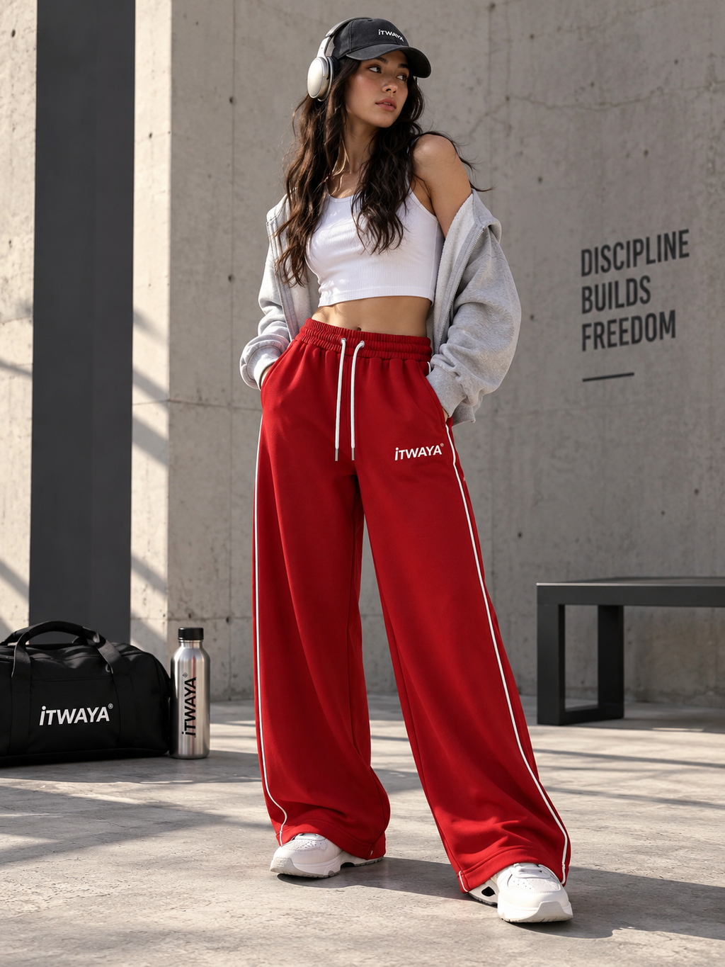 Crimson Riot baggy unisex Pants white pipine